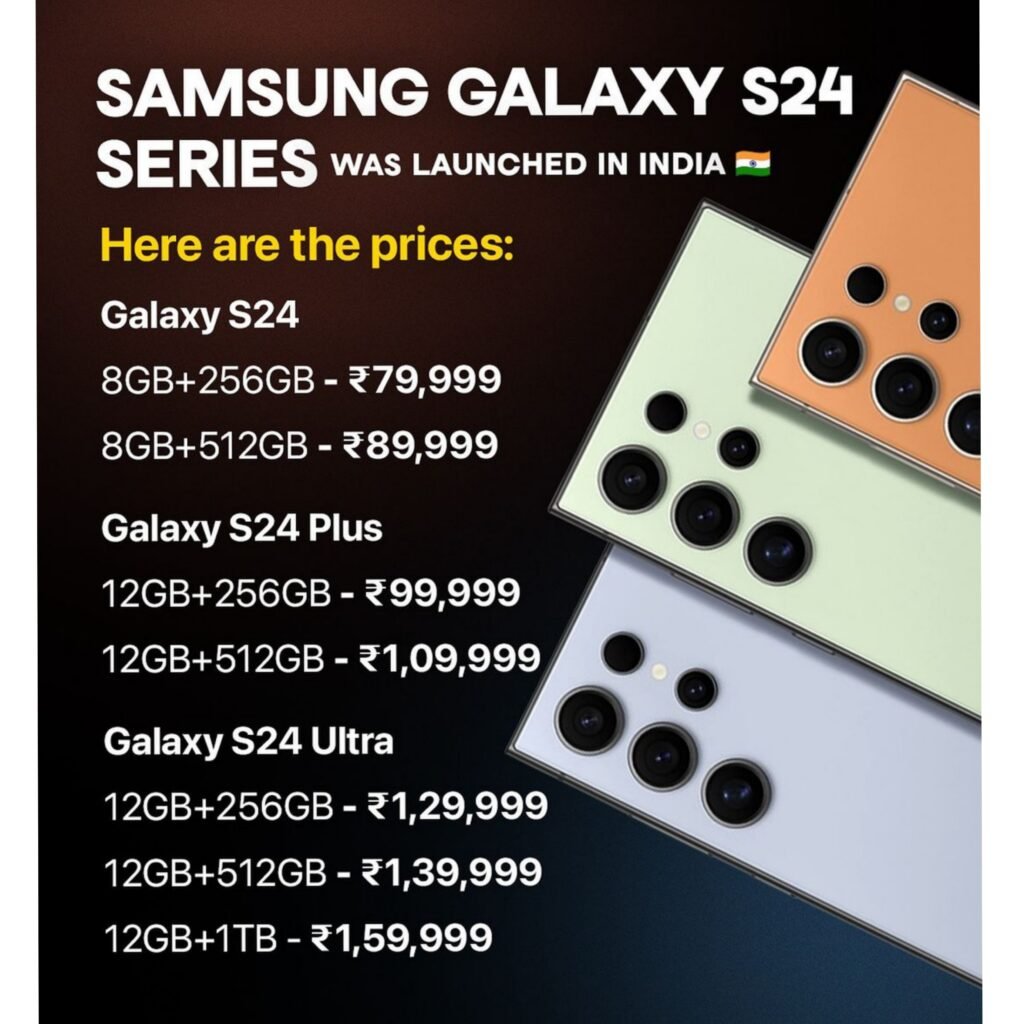 basically this image is shows the price of samsung galaxy s24 series 