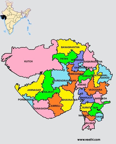 how many states in india | Map of Gujarat