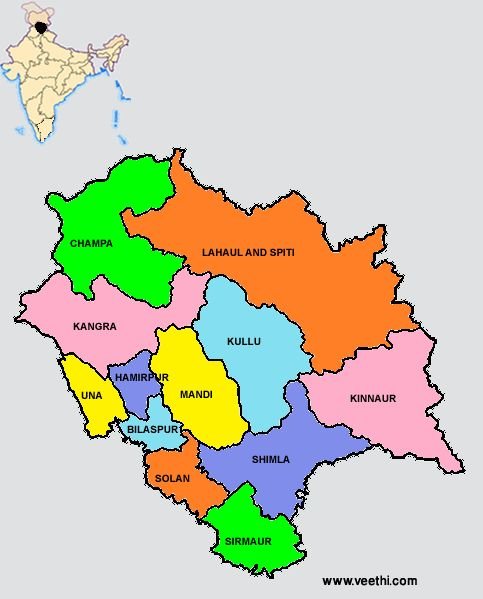 how many states in india | Map of Himachal Pradesh