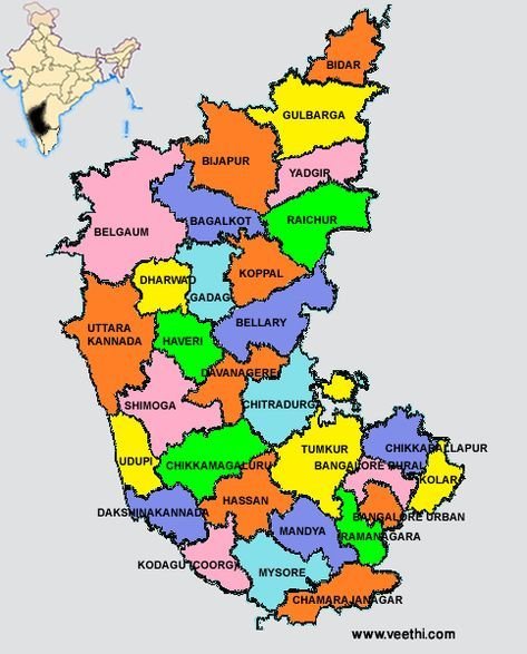 how many states in india | Map of Karnataka