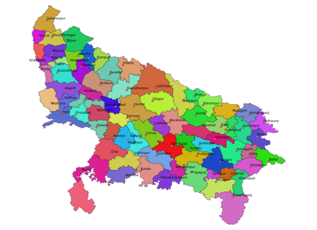 how many states in india | Map of Uttar Pradesh