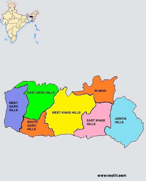  how many states in india | Map of Meghalaya