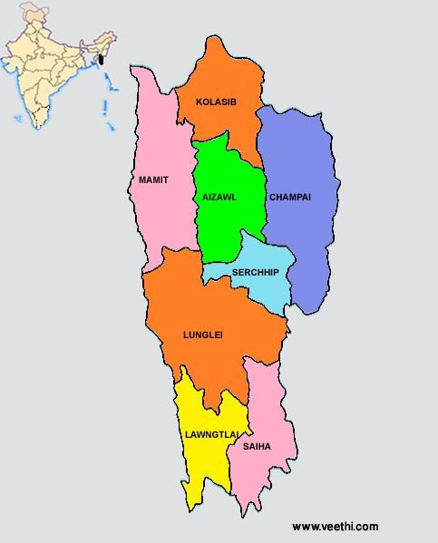 how many states in india | Map of Mizoram