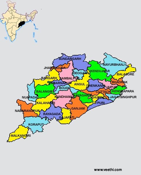 how many states in india | Map of Odisha