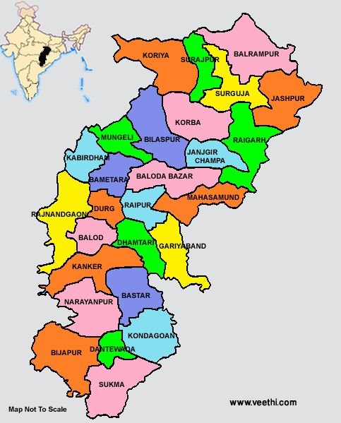 how many states in india | Map of Chhattisgarh