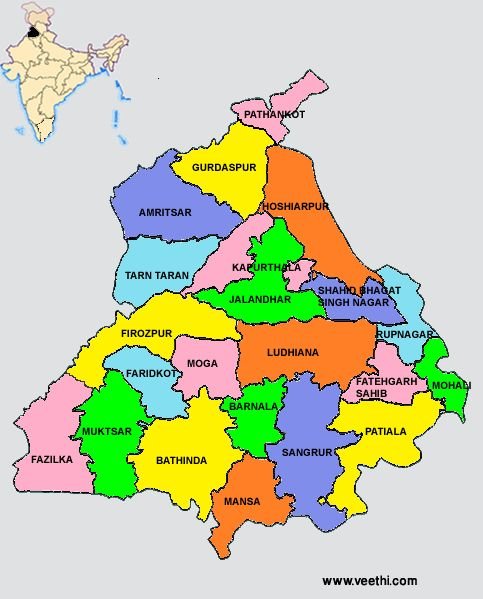 how many states in india | Map of Punjab