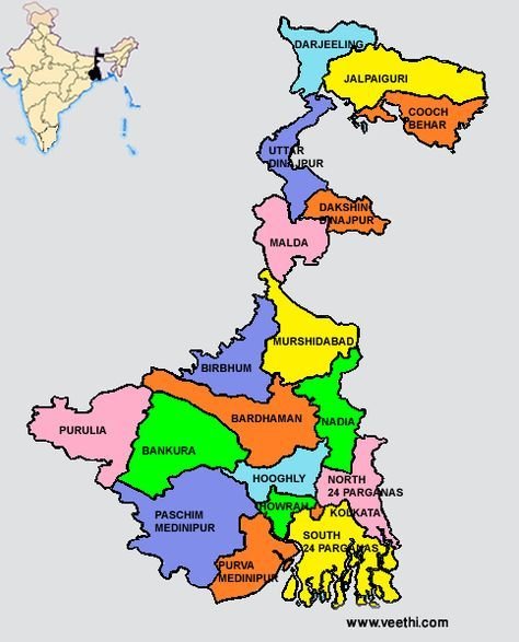 how many states in india | Map of West Bengal