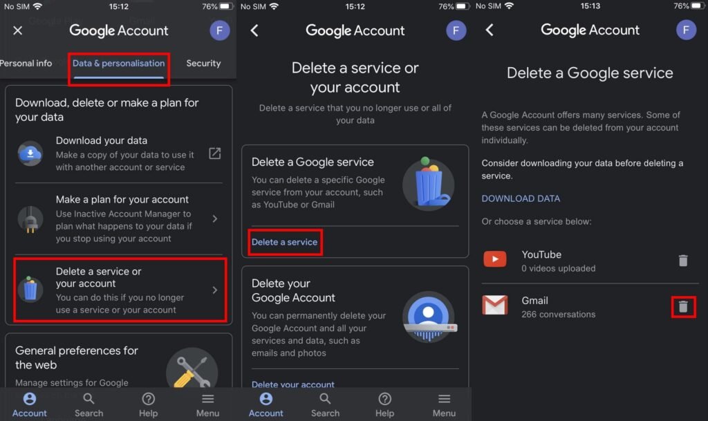 How to delete a Gmail account on Android phone